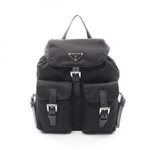 Prada Rucksack Backpack Tessuto + Soft Calf 1bz677rv44f0002 Nero Nylon Leather